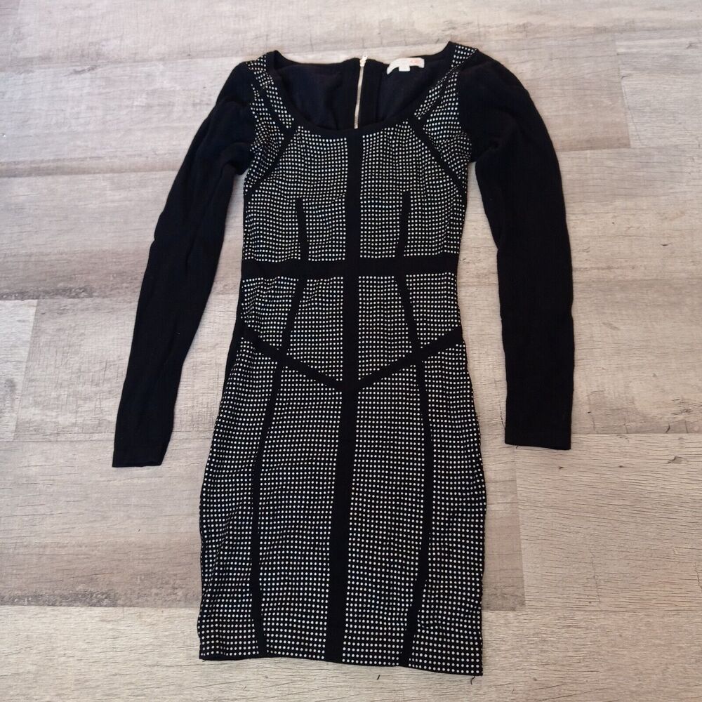 Gianni Bini Women's Printed Sheath Sweater Dress Scoop Neck Long Sleeve Size S